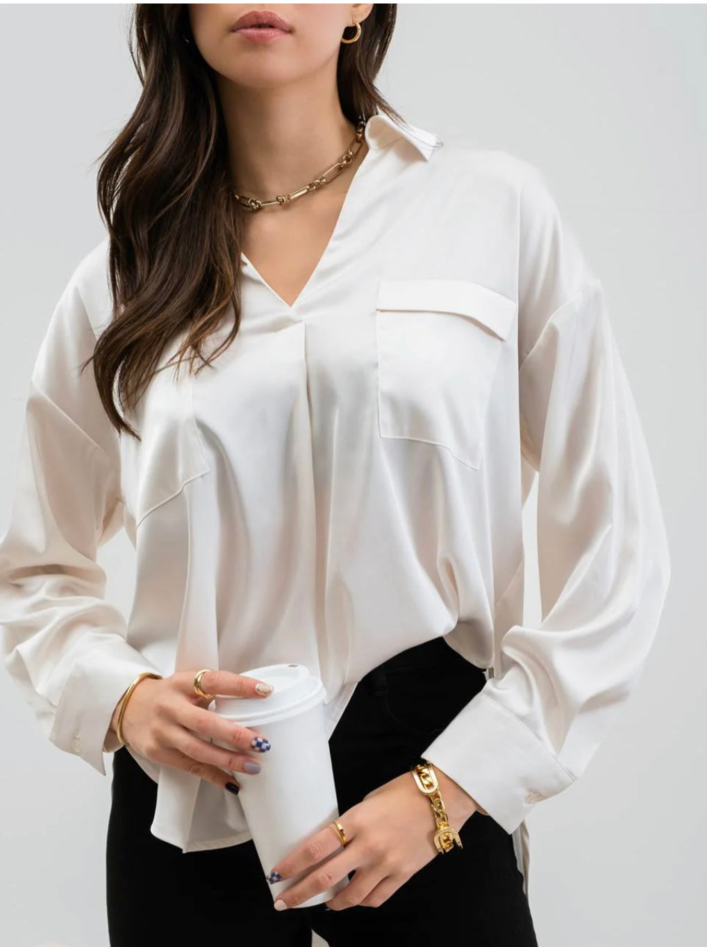 3/4 Sleeve Popover Blouse