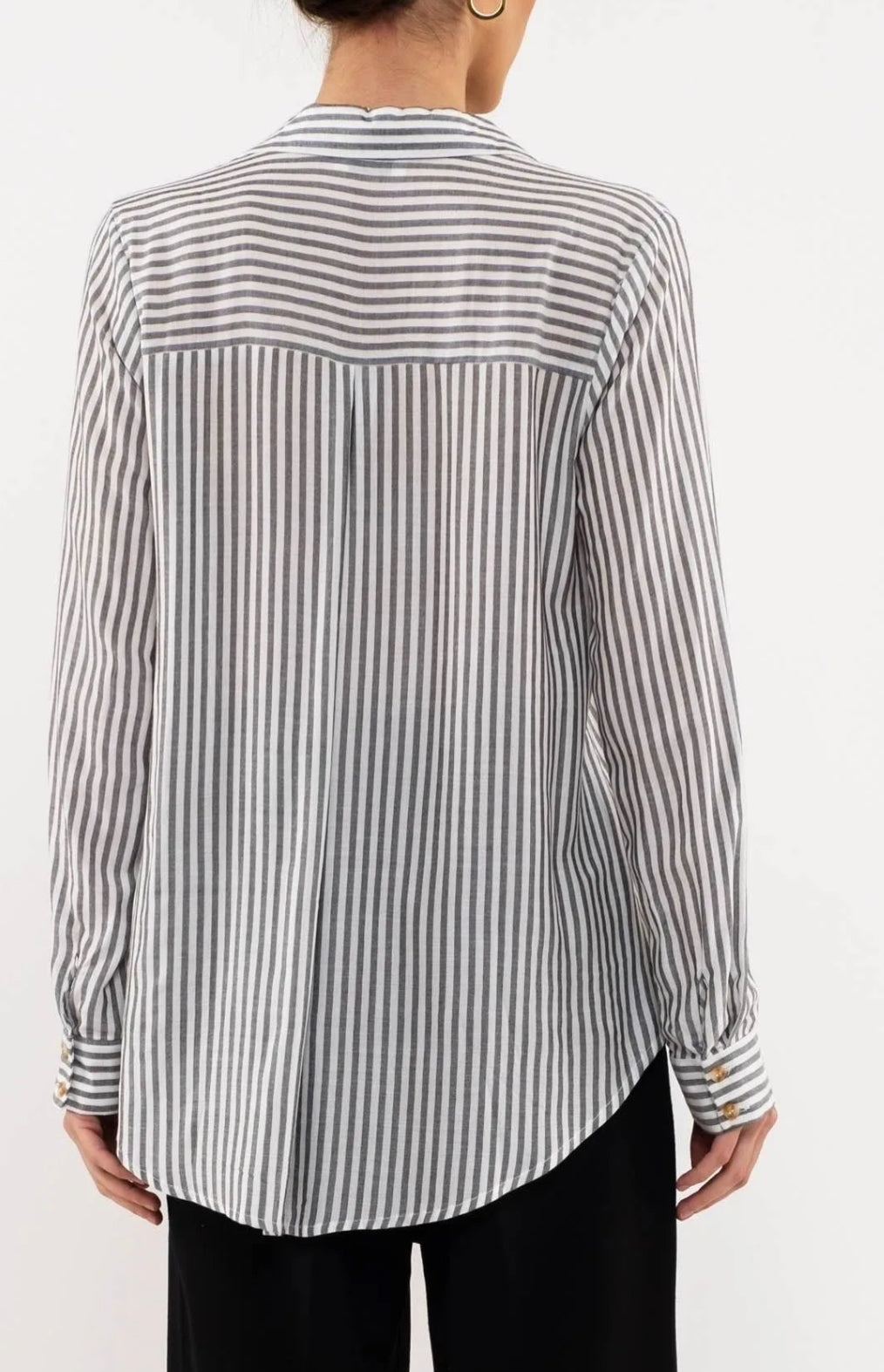 Striped Lightweight Woven Top (black)