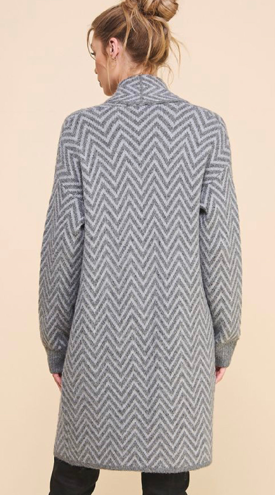 Super Soft and very Versatile Chevron Cardigan (Heather Grey)