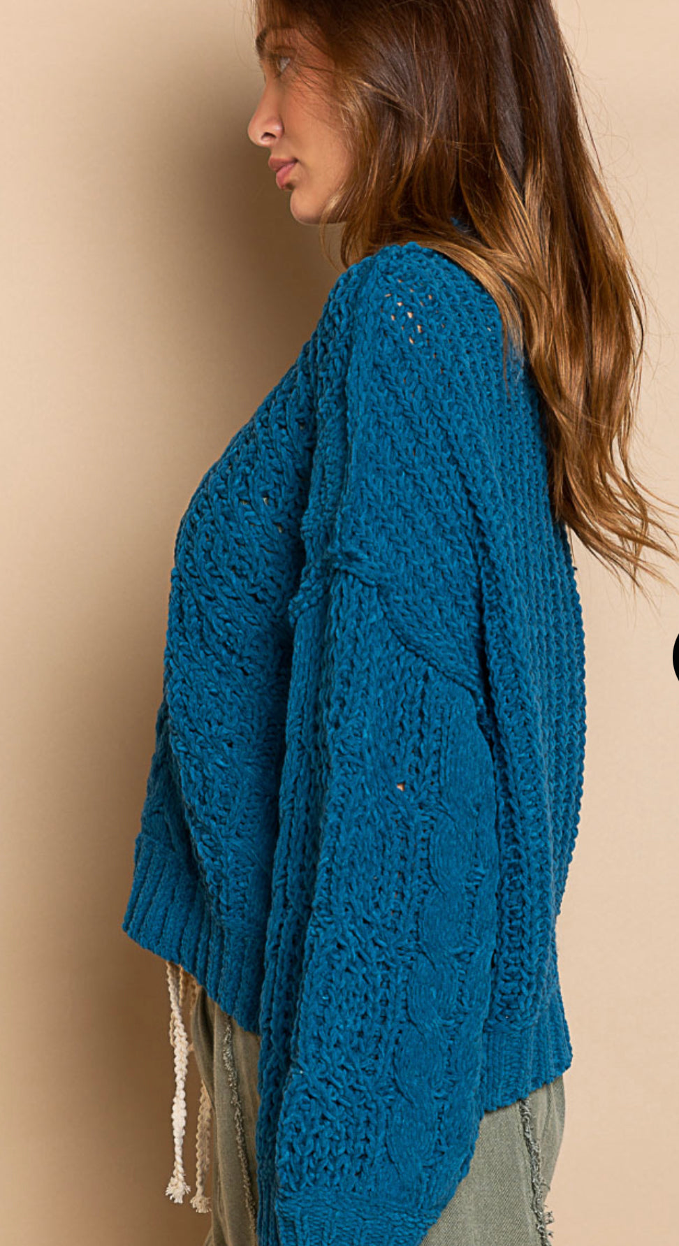 Soft Pullover Sweater with a Mock Neckline (Ocean Blue)