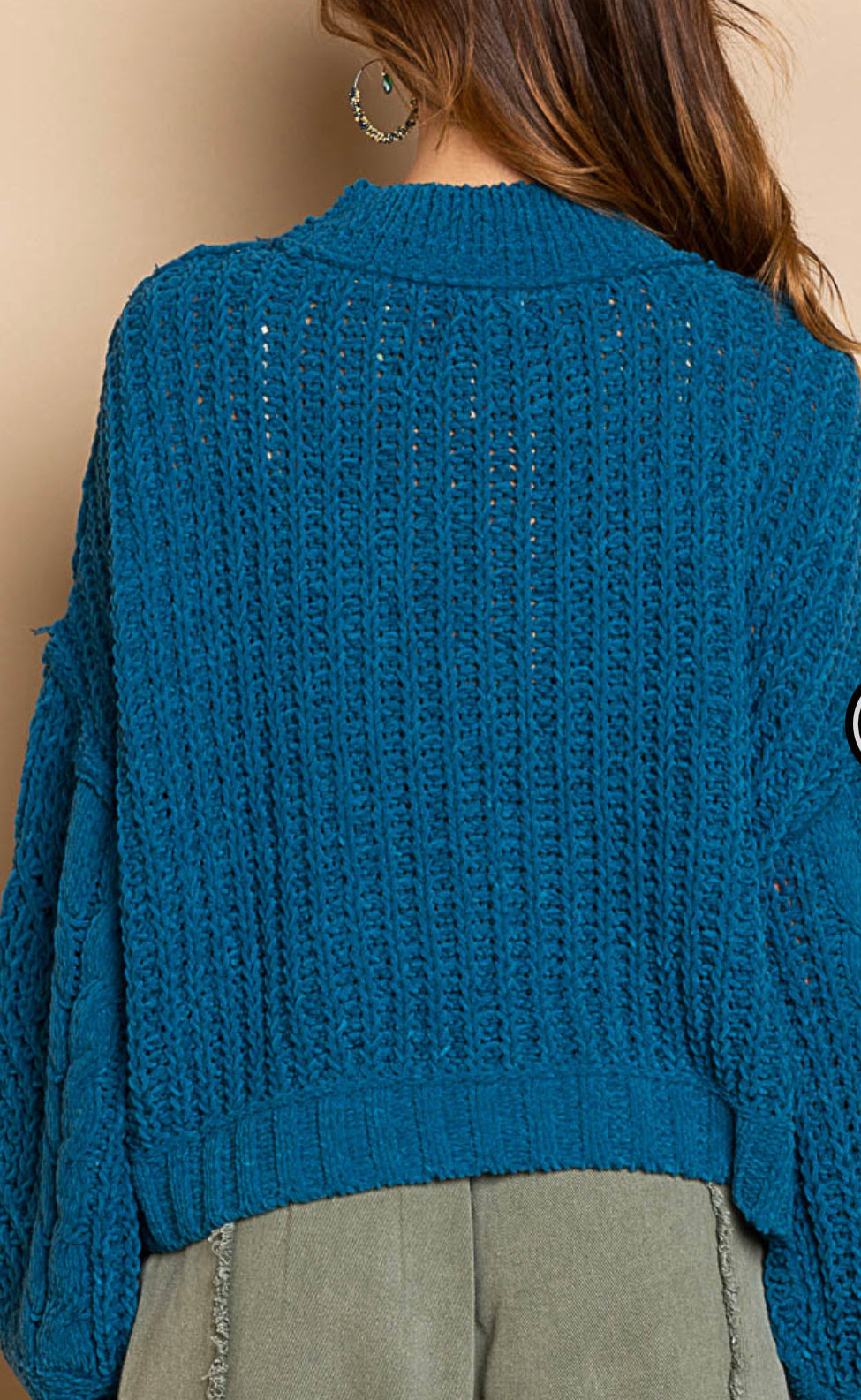 Soft Pullover Sweater with a Mock Neckline (Ocean Blue)